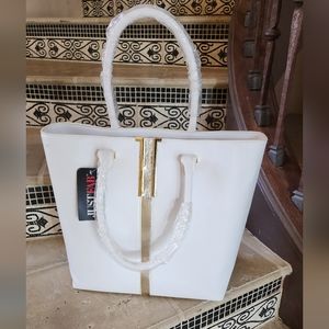 JUST FAB Large Tote Bag Faux Leather NWT